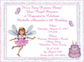 10 Fairy Princess and Castle Birthday Invitations
