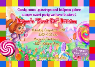 Candyland Candy Land Birthday Party Custom Invitations