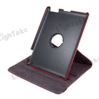 New 360° Degree Rotatable Protective PU Leather Case for iPad 2 Red 