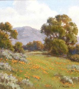 DAVID CHAPPLE LISTED CALIFORNIA plein air FLOWERING HILLSIDE