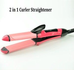 in 1 Ceramic Hair Curler Roller Straightener Curling Iron Flat 