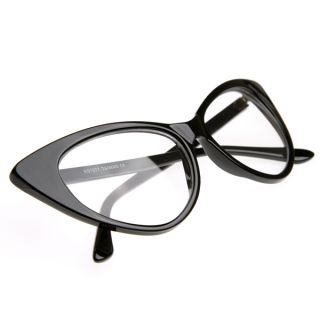 Super Cat Eye Glasses Vintage Inspired Mod Fashion Clear Lens Eyewear 