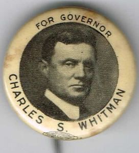 1914 New York Governor Charles Whitman Pin Button B64