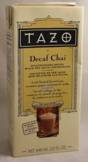 Tazo Decaf Chai Spiced Black Tea Latte Concentrate 32oz Starbucks 6 