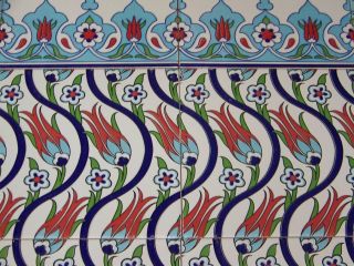 32x24 Turkish Ceramic Tile Iznik Tulip Raised SET/PANEL/Mural