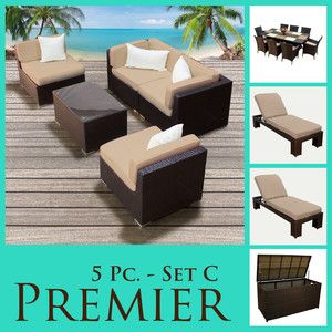   Wicker Patio 5pc Set Furniture 9pc Dining Chaises Chest 05CSMMS