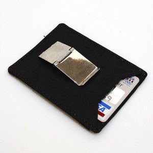 Black Leather Money Clip Credit CD ID Wallet Holder New