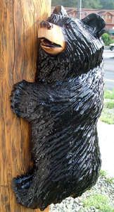 Custom Carved Black Pole Bear Chainsaw Carving Hanging