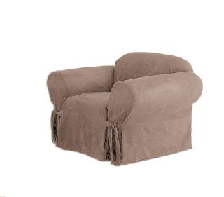 PC Beige Soft Micro Suede Arm Chair Slip Cover New