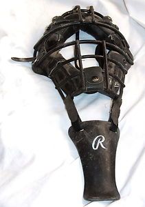 Vintage Rawlings Black Baseball Catchers Mask with Neck Protector 