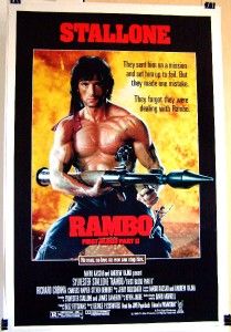 1985 RAMBO  FIRST BLOOD PART 2 Original 27X41 Movie Poster SYLVESTER 