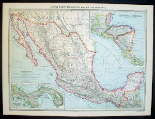 1880 Philip Map of Mexico Central America Panama