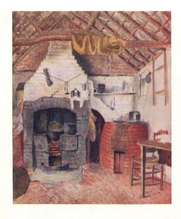 KATE GREENAWAY: Original Antique Print.1905. Charming Old Cottage 