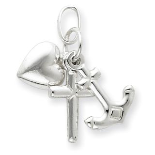12mm Faith Hope and Charity Charm in 925 Sterling Silver