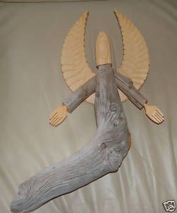 Angel Santos Religious Statue Carved in Cedar