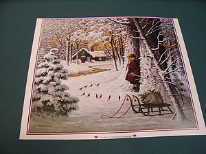 Charles Wysocki Christmas Print Cardinal Christmas Serenade BOG2 
