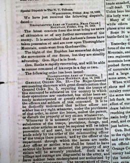 Cedar Mountain Tazewell TN 1862 Civil War Old Newspaper