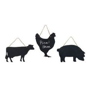Farmhouse Animal Chalkboards Cow Rooster Pig Set of 3 OW 34952 9 New 