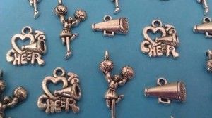 25 PiEcE LoT ~ LoVe To CHeeR CHeeRLeADeR MEgAPHoNe SiLvER MiXeD ChArMs 