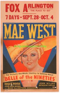 Belle of The Nineties Movie Poster w Card Mae West 1934