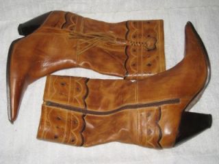 LUCCHESE CHARLIE 1 HORSE WESTERN HEART BOOTS W/ TASSELS SIZE 9