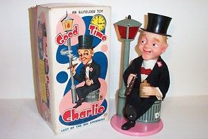   Battery Operated Good Time Charlie Tin Litho Bartender Bar Toy
