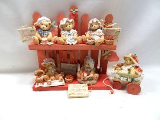 Cherished Teddies Strawberry Lane Figurine Collection w Fence Display 