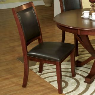 Solid Wood Brown Cherry Finish Dining Chairs Set of 2