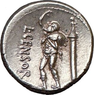 Censorinus 82 B C Rome Silver Denarius Apollo Satyr Marsyas Superb 