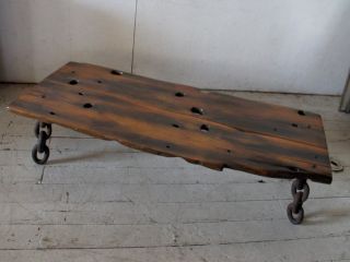 Artisan Shipwreck Exotic Wood Slab Table Bench