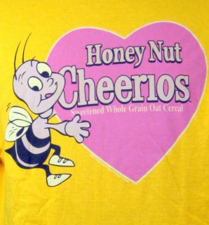 Honey Nut Cheerios Cereal Heart Buzz Bee Cartoon Mens T Shirt XL 