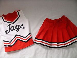   Orange White Jags Cheerleader Uniform Youth Size M Top XS Skirt