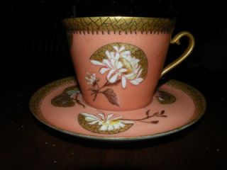 Gorgeous Antique Oversized Breakfast Limoges Depose Porcelain Cup and 