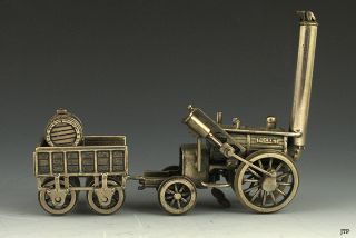 Silver Stephenson’s Rocket Locomotive Train Figurine