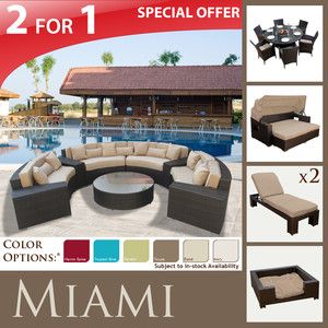   Wicker Furniture 7pc Dining 2 Chaises Sun Bed Dog LG Bed