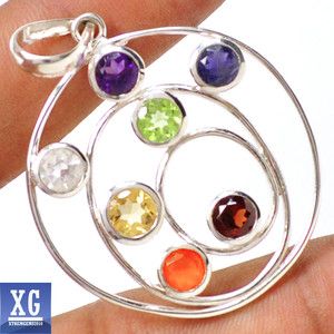 SP131643 HEALING CHAKRA RING 925 STERLING SILVER PENDANT JEWELRY