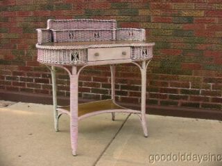 Antique Shabby Chic Wicker Writing Desk **LOOK**