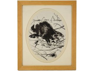 Charles w Simpson Newlyn Original Ink Study 1950 Sloth