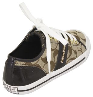 Coach Fillmore Khaki Chestnut Op Art Sneakers Tennis Shoes 7 5 New 