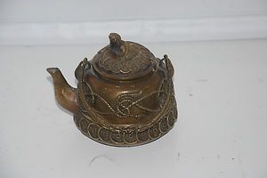 Beautiful One Of A Kind Antique Chinese Brass Tea Kettle or Teapot