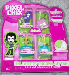 Pixel Chix Unlockets Charms 4 in 1 Gift Set New Mansion