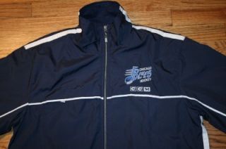 Chicago Blues Hockey CCM Full Zip Vented Lined Jacket Windbreaker Men 