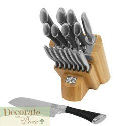 Chicago Cutlery 18 PC Steel Knife Set Block Fusion New