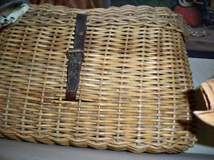 Vintage Fly Fishing Wicker Creel 14x8 1 2x6 Inches