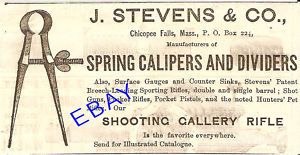 1883 Stevens Calipers Dividers Ad Chicopee Falls MA