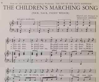 Childrens Marching Song Nick Nack Paddy Whack Inn of Sixth Happiness 