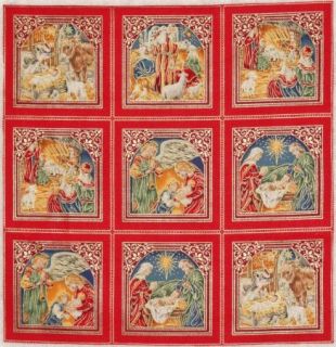 Christmas Nativity Kings Creche 3 Quilt Block Squares Fabric Freedom 