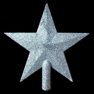 Classic 6 inch Silver Glitter Christmas Tree Star