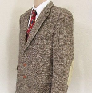 40 R Christopher Brooks Brown Tweed Wool Leather 2 BTN Mens Jacket 