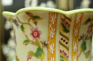 Oriental Chinese Crackled Porcelain Planter Orchid Pot Antiqued Brass 